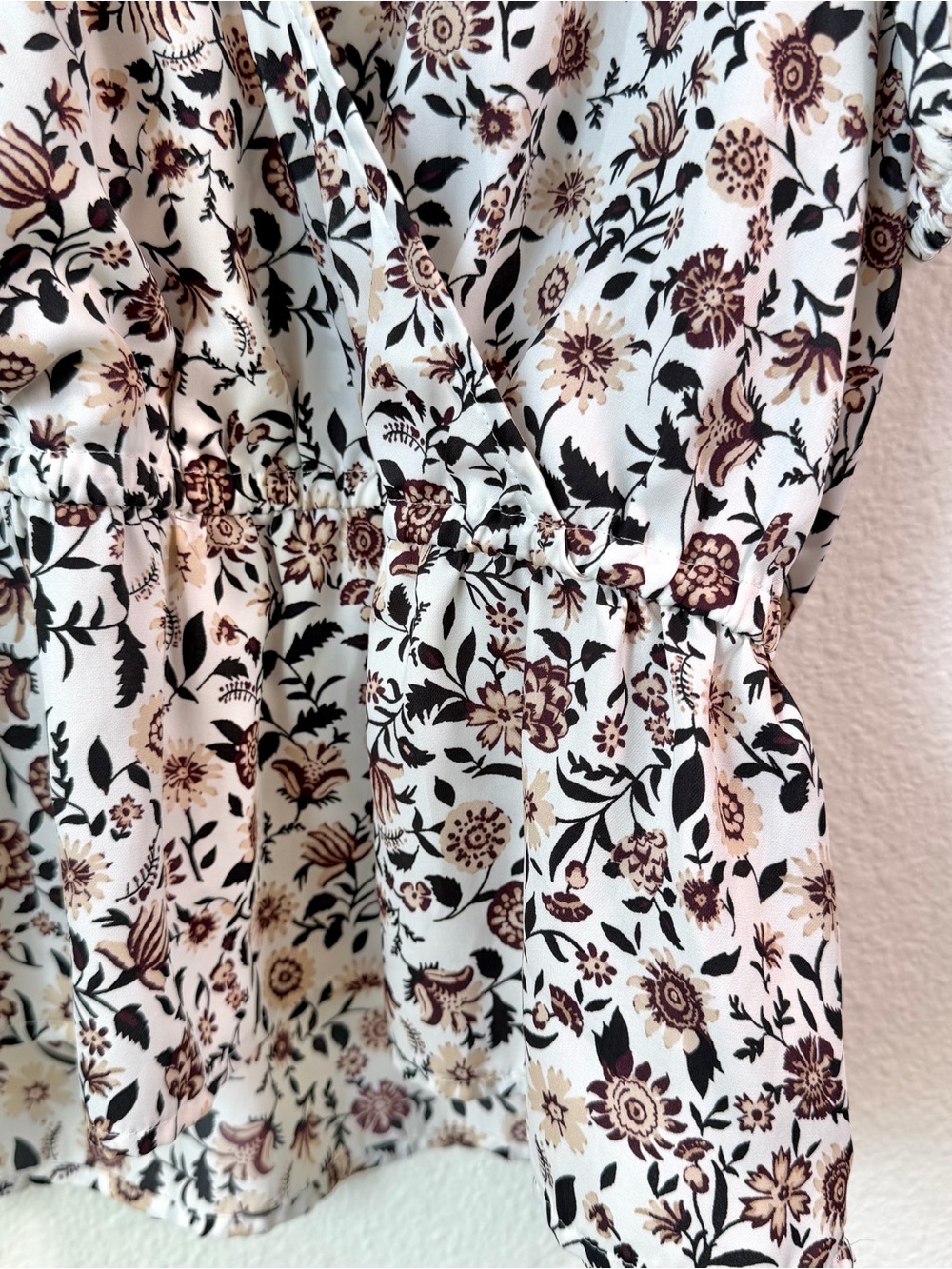 ANN TAYLOR Floral Peplum Blouse Wrap Surplice Flutter Sleeve XL - Picture 3 of 10